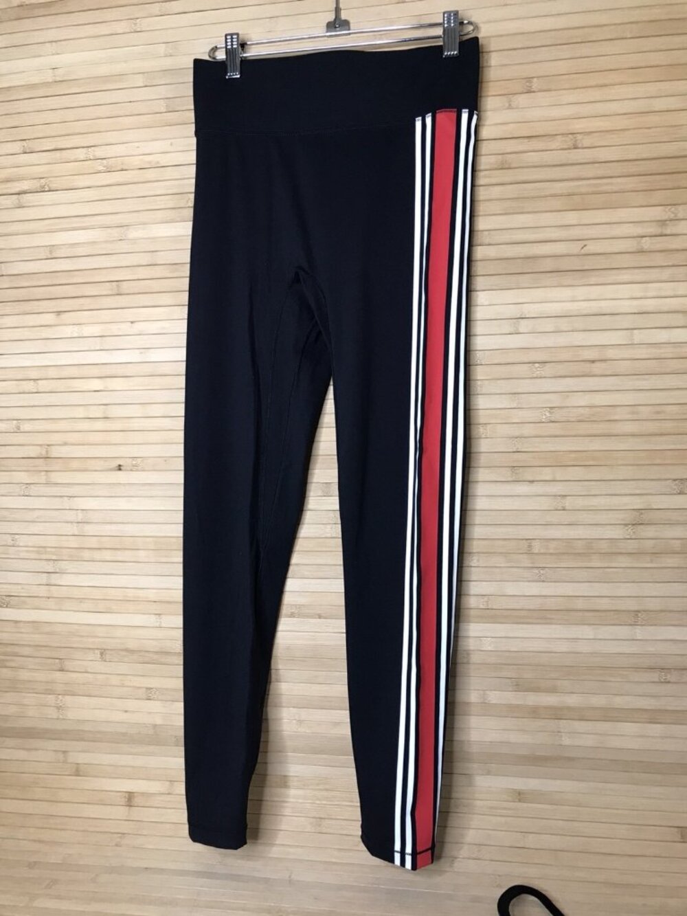 All Access stripes Striped Side High Rise Pull On Leggings Black red white Small